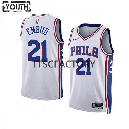 Kinder NBA Philadelphia 76ers Trikot Joel Embiid 21 Nike 2022-23 Association Edition Weiß Swingman